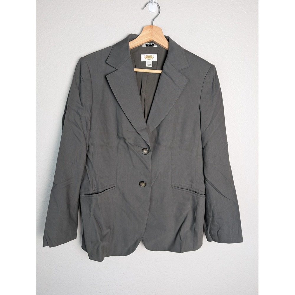 Talbots Blazer Womens 6 Gray Wool Blend Polyester Lined Notch Lapel Two-Button